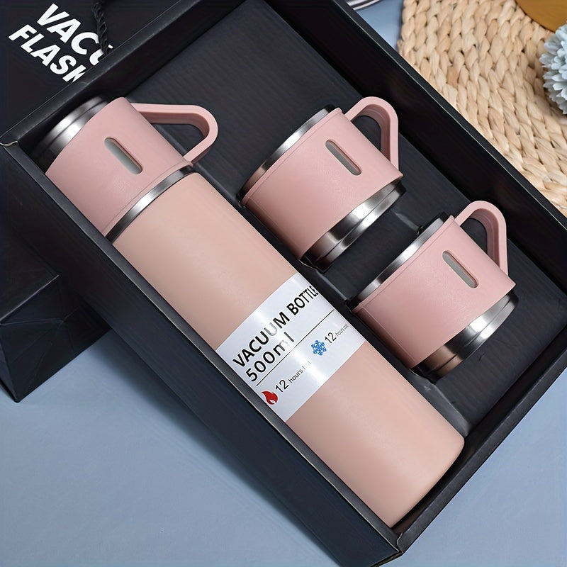 Set of Thermos Cups Stainless Steel 500Ml Hot Cold Beverages Travel Camping