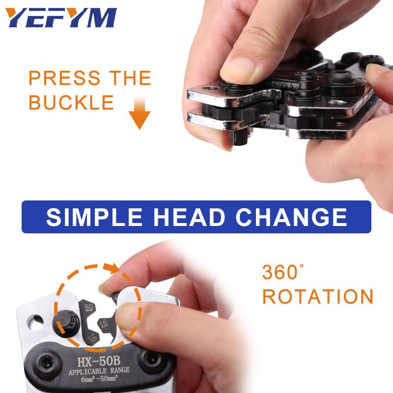 Обжимные клещи для клемм проводов 6-50 мм², шестигранный инструмент для обжима для клемм аккумуляторных кабелей