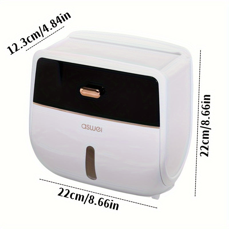 Wall-Mounted Tissue Box Holder Plastic Square Large Capacity No-Drill Installation Bathroom Decor