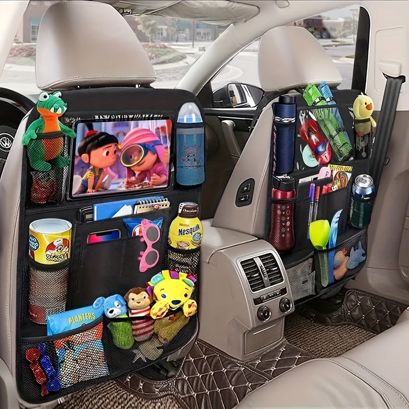 Multi-Pocket Car Seat Back Organizer with Tablet Holder Durable Mesh