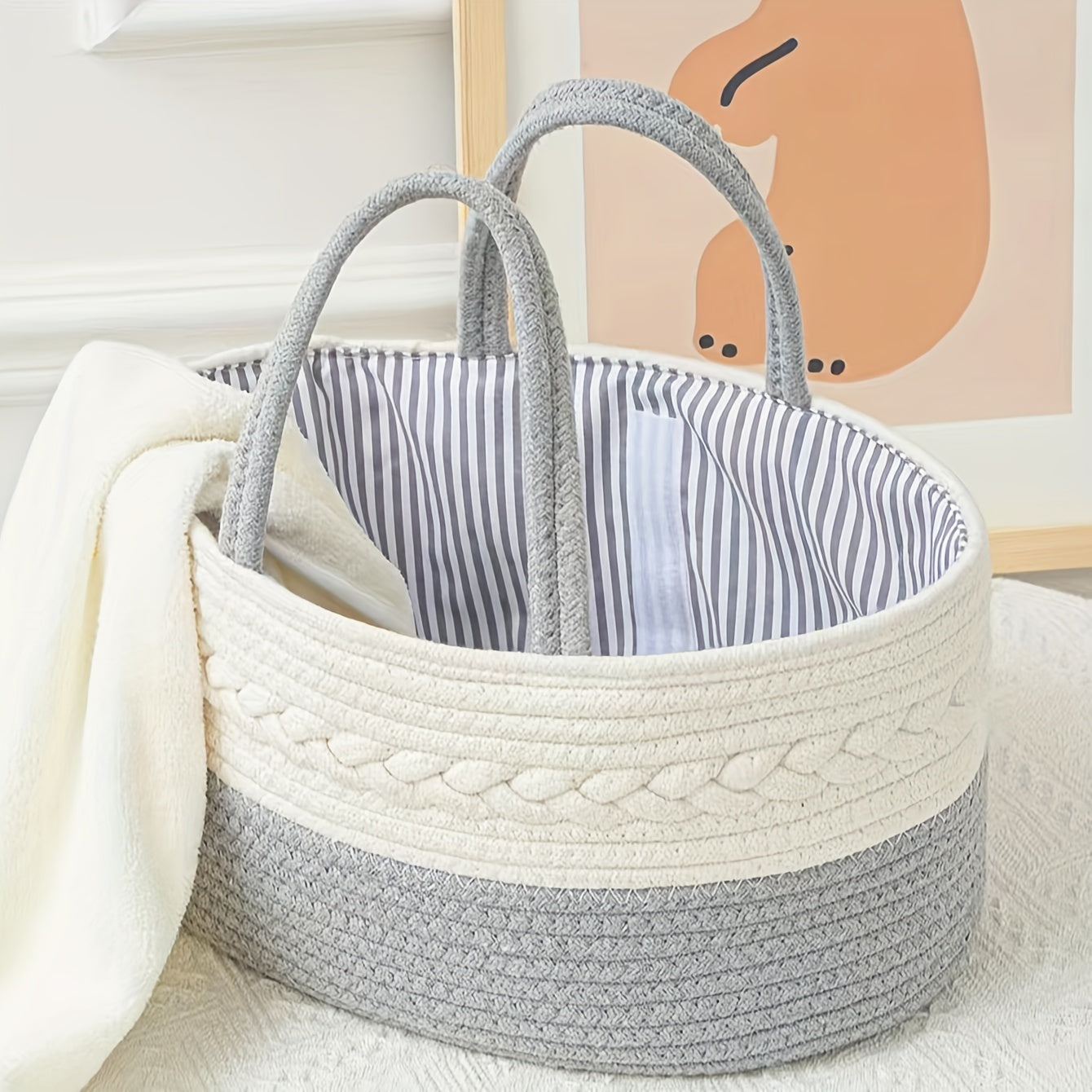 Woven Tote Bag for Moms Large Portable Storage Organizer