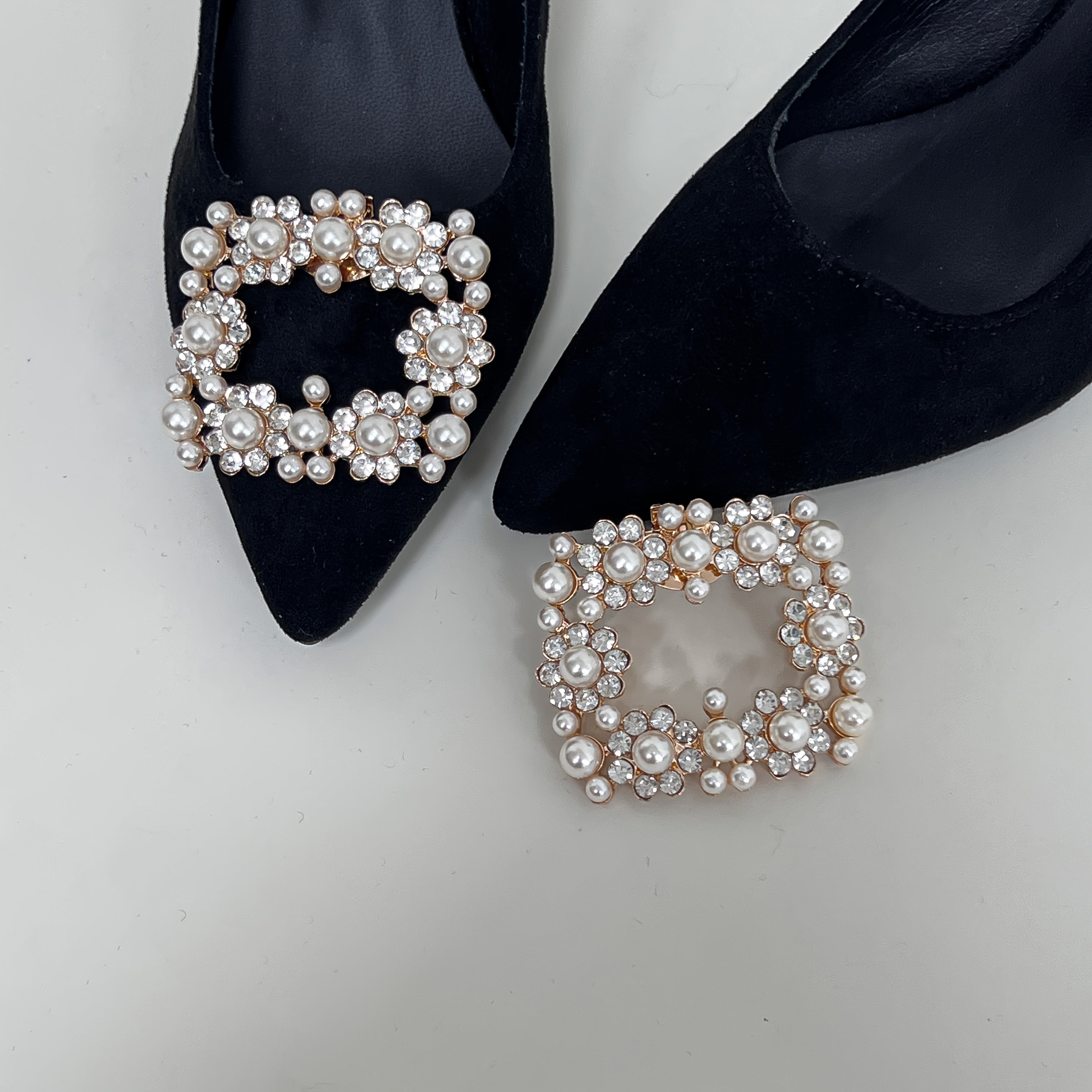 Women's Rhinestone Flower Shoe Buckle Clip Removable Decoration Accessories