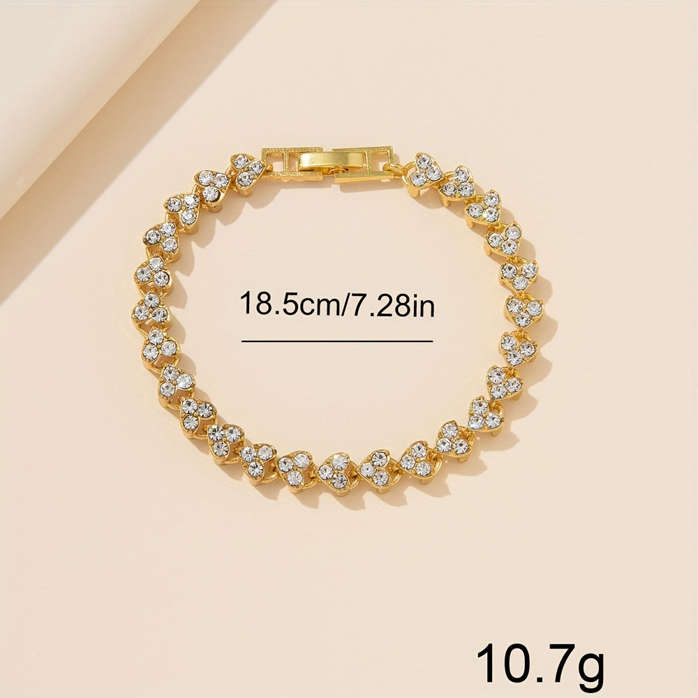 Women's Gold Tone Rhinestone Quartz Watch Set with Jewelry 6-Piece Gift Collection