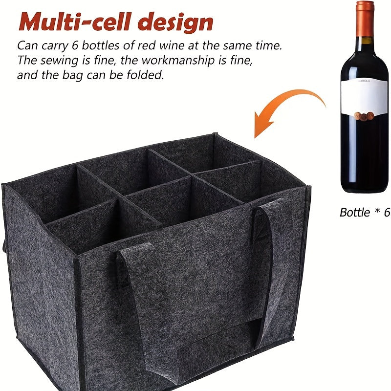 Felt Wine Carrier Bag for Up to 6 Bottles Portable Beer Bottle Holder