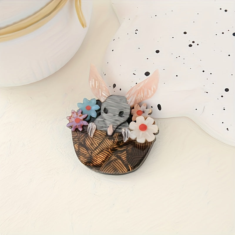 Gidroksilli kanguru brosh pin, gul bezaklari bilan, multfilm hayvonlar zargarlik buyumlari kiyim va aksessuarlar uchun