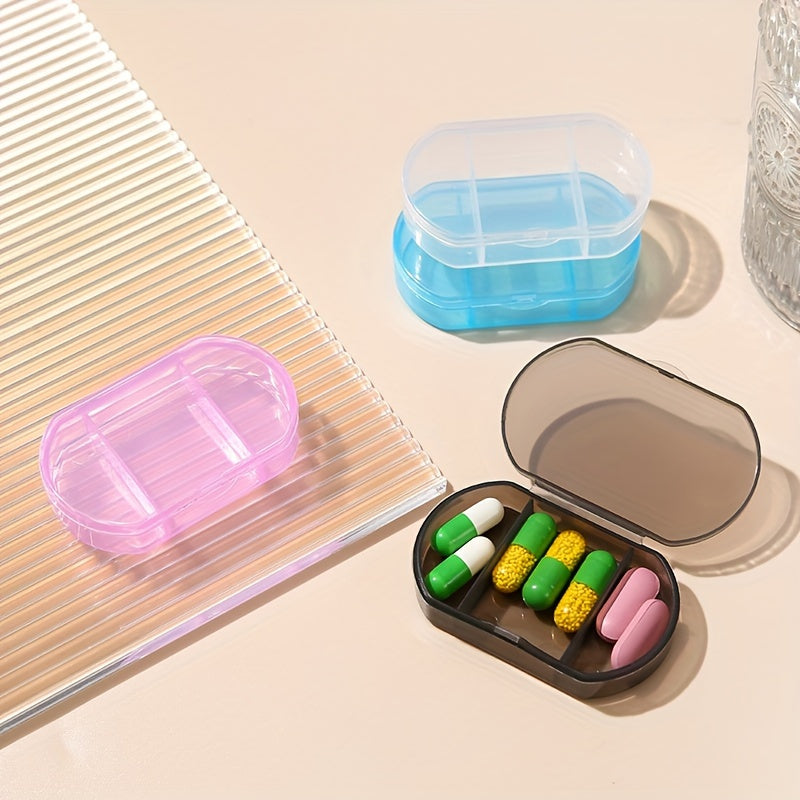 Mini Portable 3-Compartment Pill Case Travel-Friendly Transparent Organizer