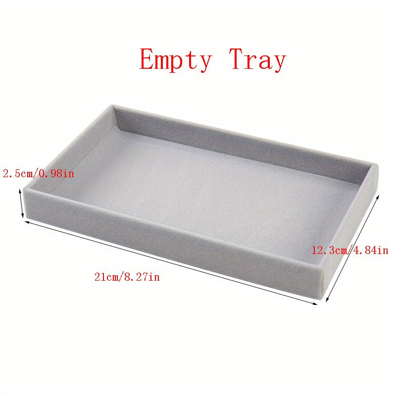 Soporte de exhibición y caja de almacenamiento apilable para joyas de terciopelo, para pendientes, anillos y collares