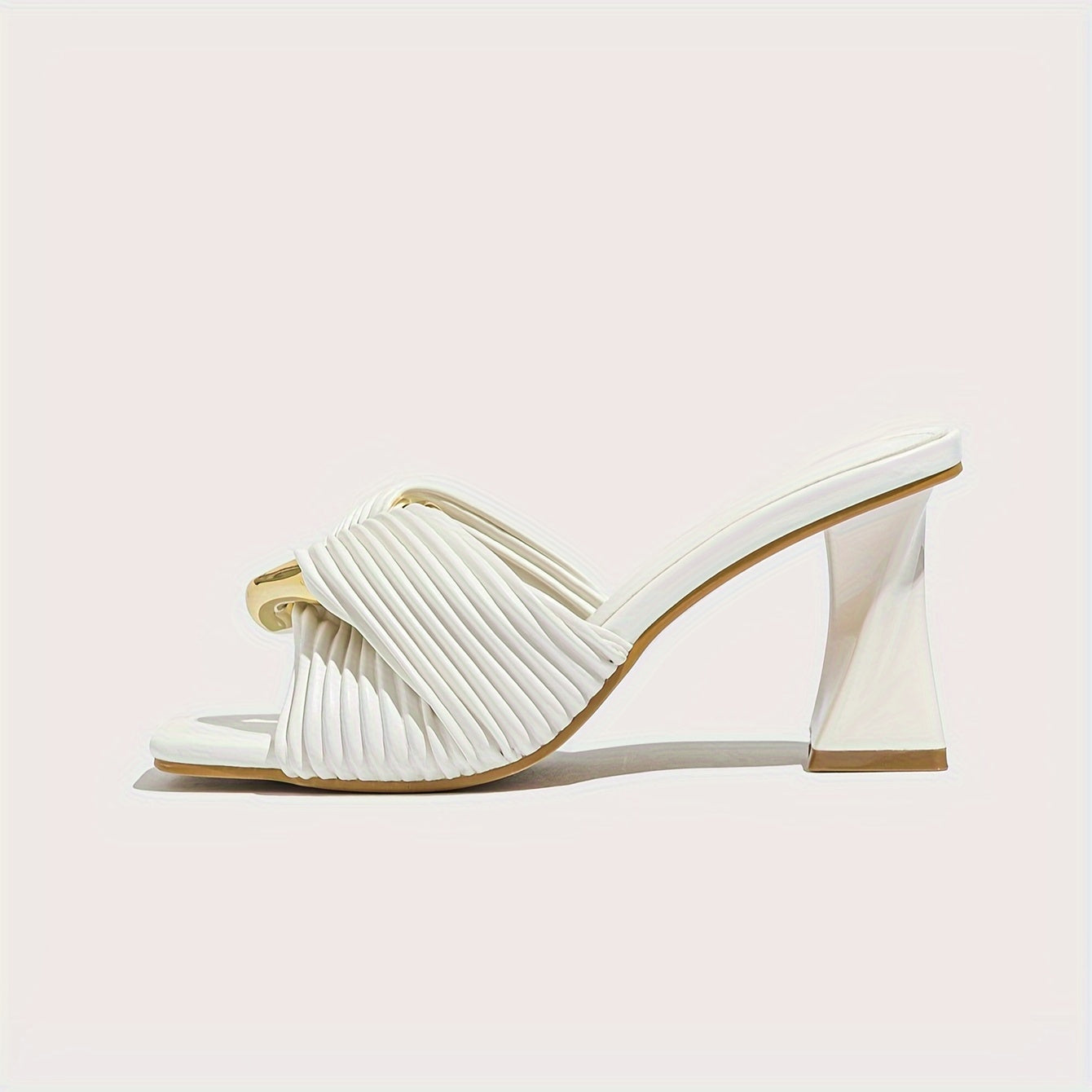 Women’s Summer Flats One-Strap Square Toe High Heel Large Sizes