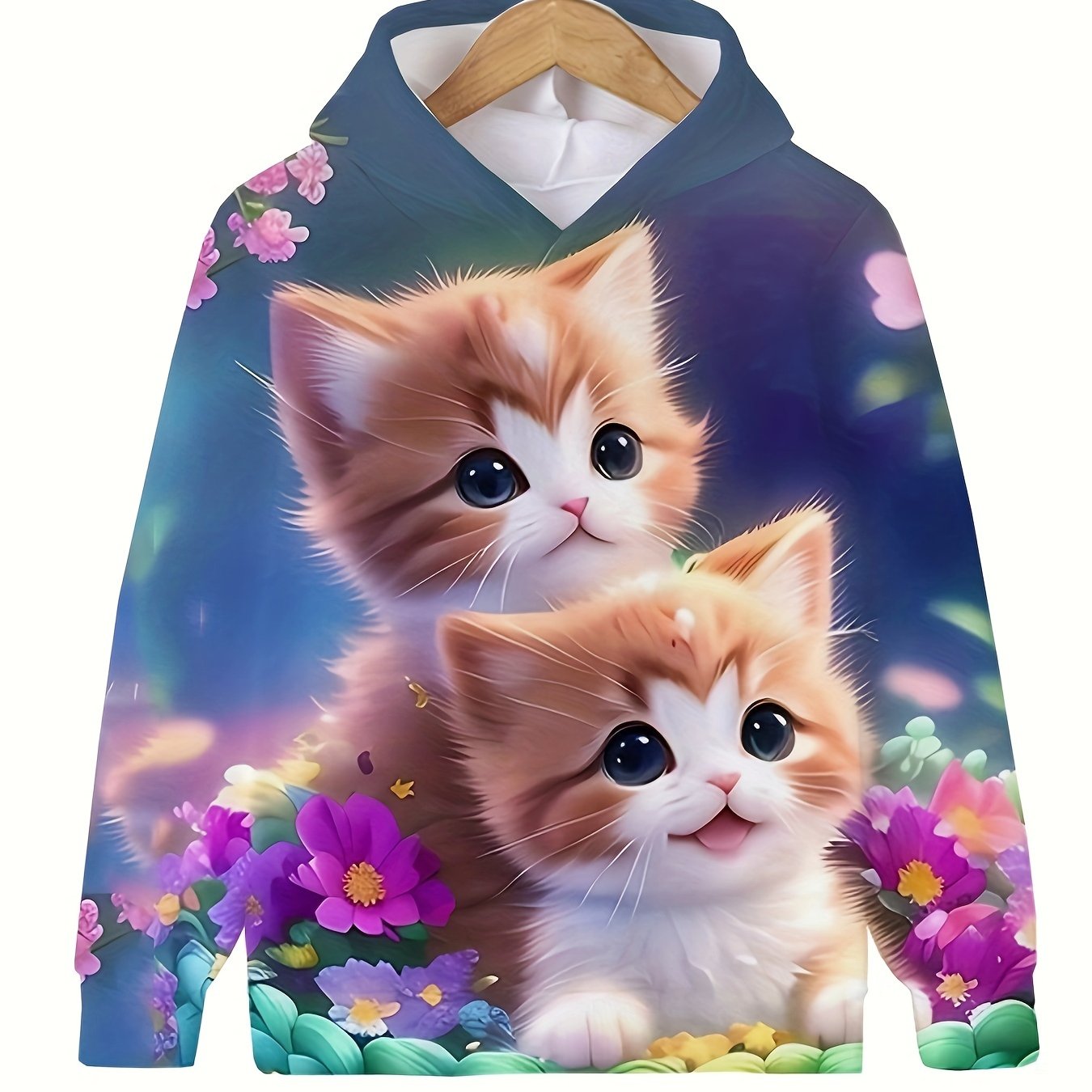 Kids Cat Hoodie Sweatshirt for Boys and Girls Autumn Winter Long Sleeve Casual