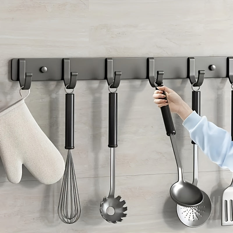 Barra de almacenamiento multifuncional para pared con ganchos para cocina, baño y sala de estar