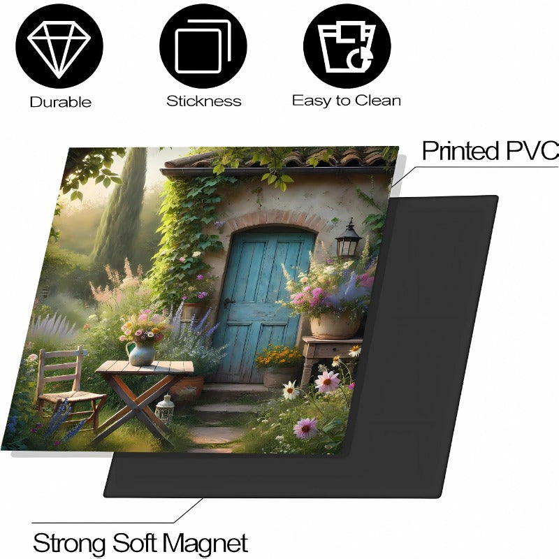 Bahor mavzusidagi idish yuvish mashinasi magnit qopqog'i, 58x65 sm, elektrsiz oshxona jihozlari bezagi, paratsiz, bahor bog'i manzarasini o'z ichiga oladi.