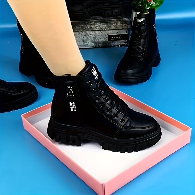Women's Winter Boots Synthetic Leather Thick Platform Slip-Resistant Casual Formal