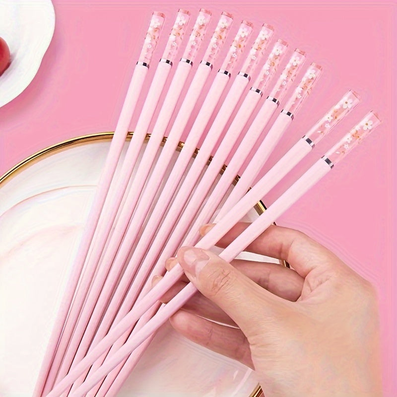 Palillos de flor de cerezo rosa ámbar para comidas chinas y coreanas, set de 1