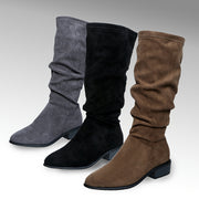 Women's Knee-High Boots Solid Color All-Season Fabric Flannel Lining