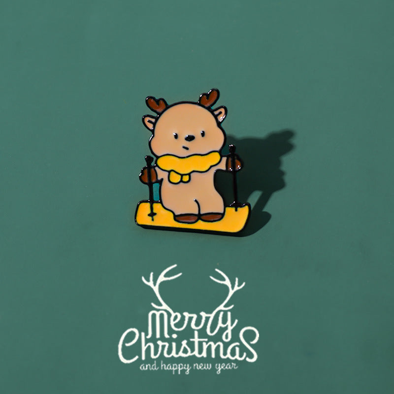 10 Christmas Brooches Santa Claus Elk Cartoon Style Fashion Pins Collar Buttons