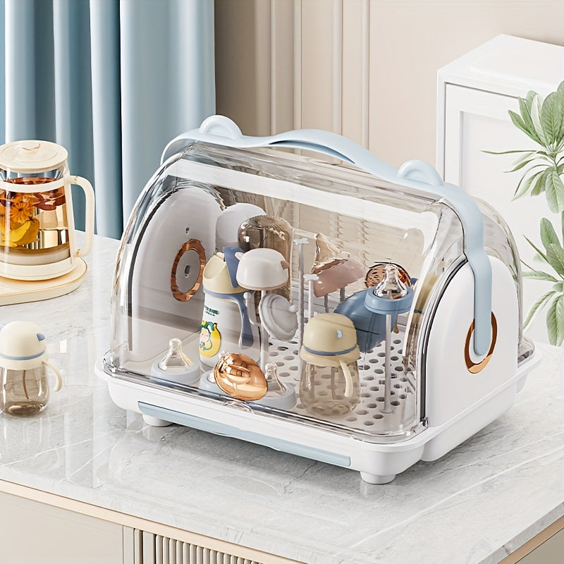 Child's Storage Organizer with Lid Dustproof Bottle Holder and Food Storage Rack