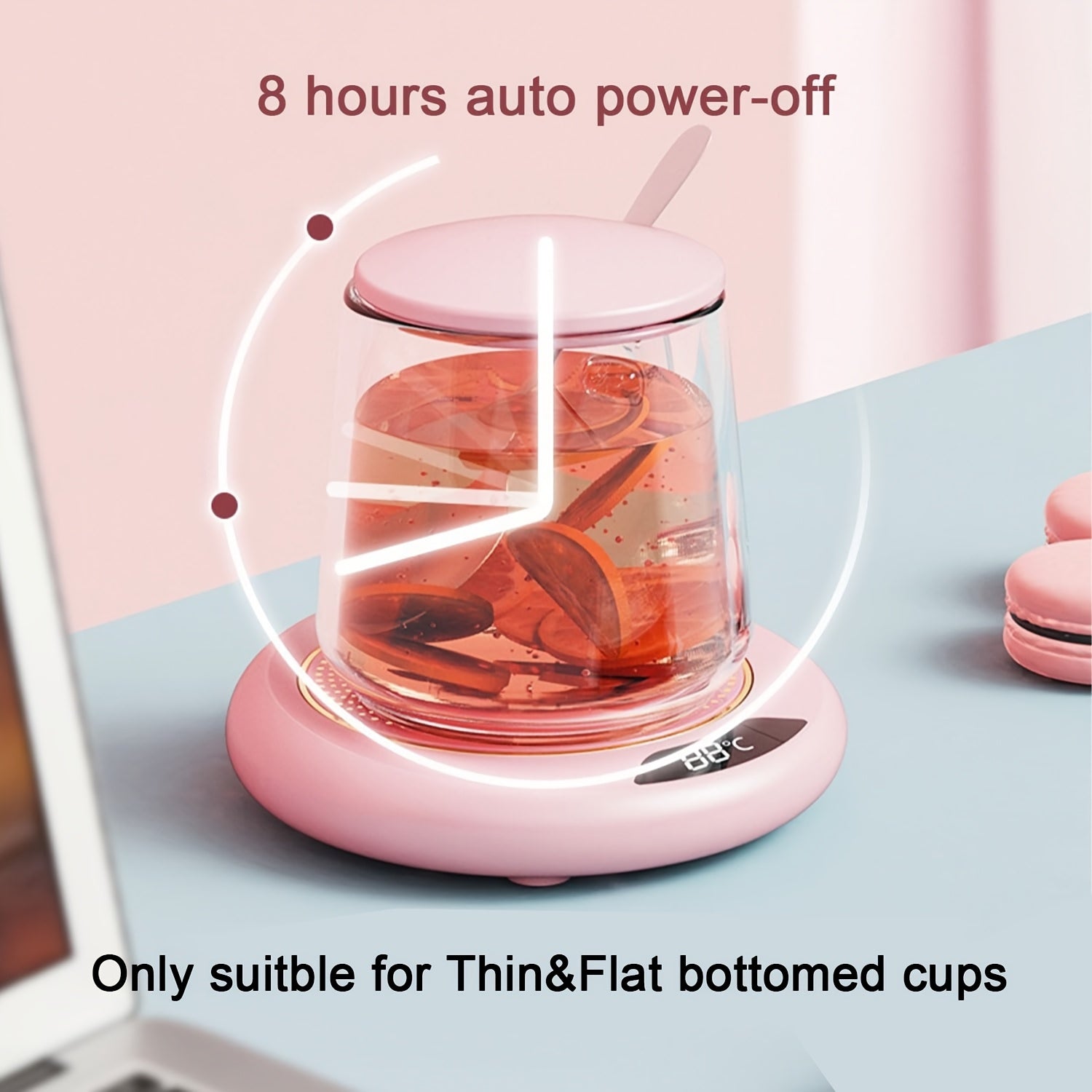 USB Thermal Cup Mat Keeps Drinks Warm for Flat Bottom Cups Outdoor Use 3 Temperature Settings