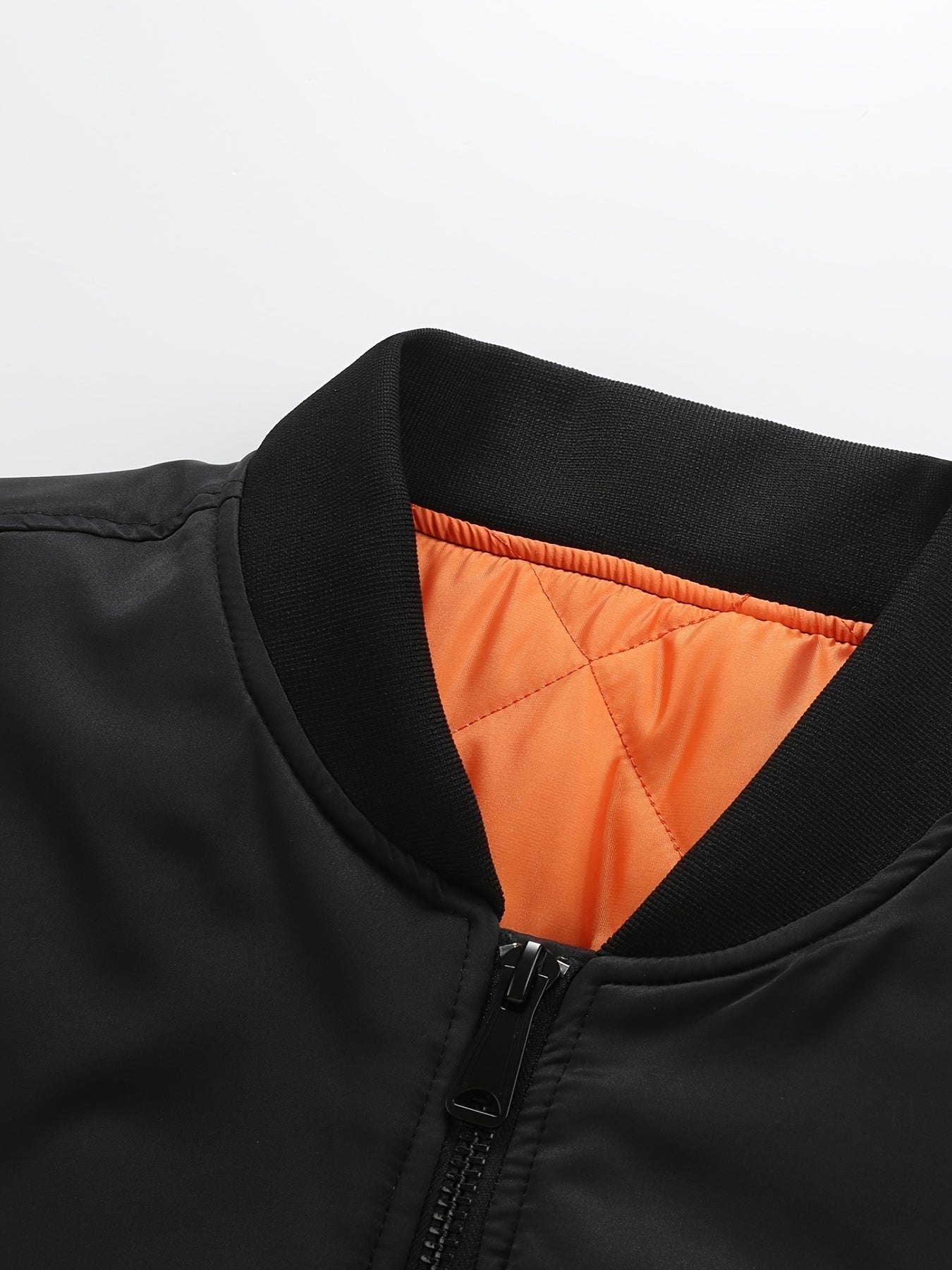 Men's Plus Size Bomber Jacket Solid Color Polyester Preppy Baseball Collar Zipper Regular Fit