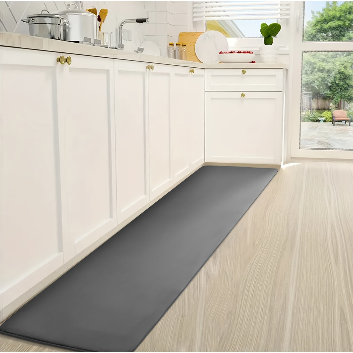 Polyester Kitchen Runner Mat Non-Slip Absorbent Low Pile Rectangular Rug