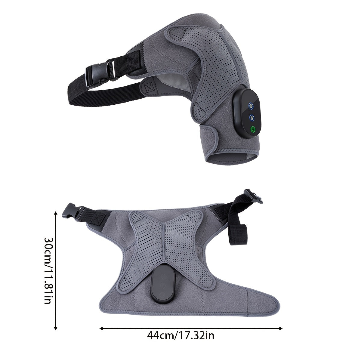 Cordless Heated Shoulder Wrap with Vibration Massage USB Rechargeable Adjustable Strap Breathable Fabric for Men and Women