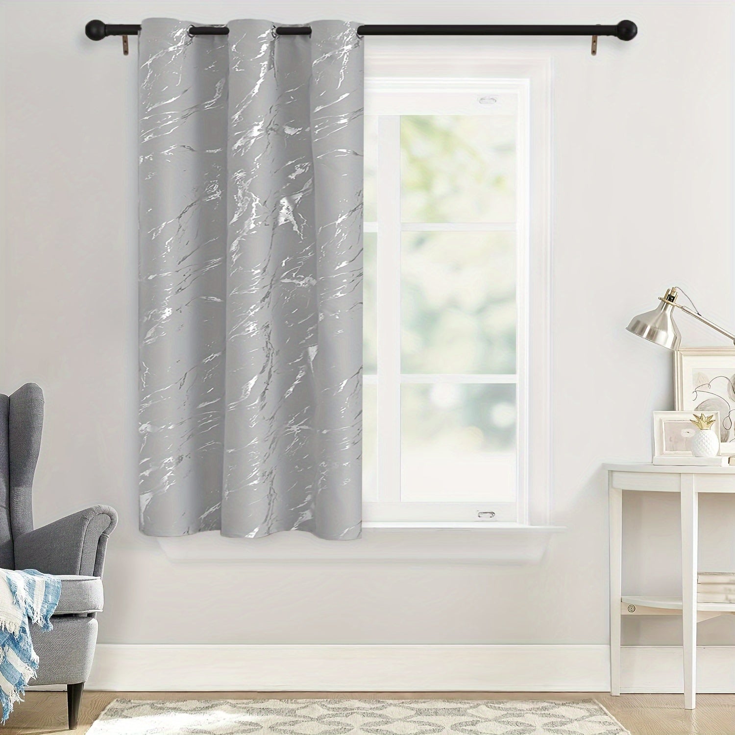 Grey Marble Pattern Curtain for Bedroom Living Room Office Kitchen Modern Classic European Style