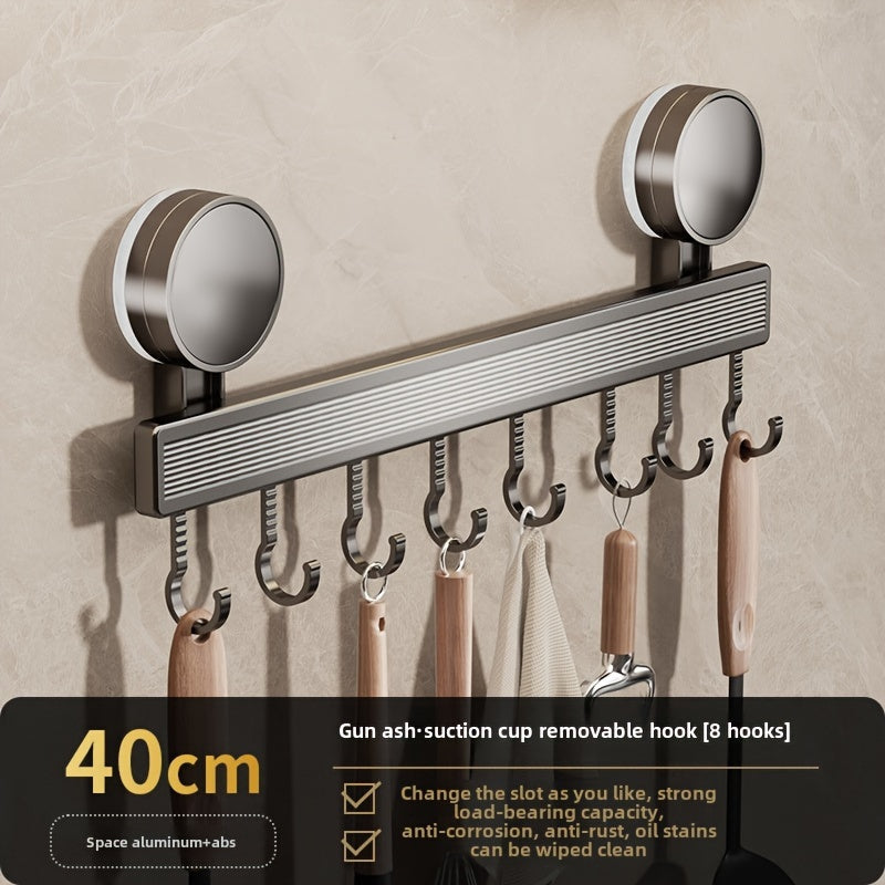 Suction Cup Kitchen Organizer No-Drill Metal Storage Rack for Utensils