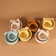 Kids Silicone Feeding Set with Bear-Shaped and Snack Bowls BPA-Free Food-Grade Safe
