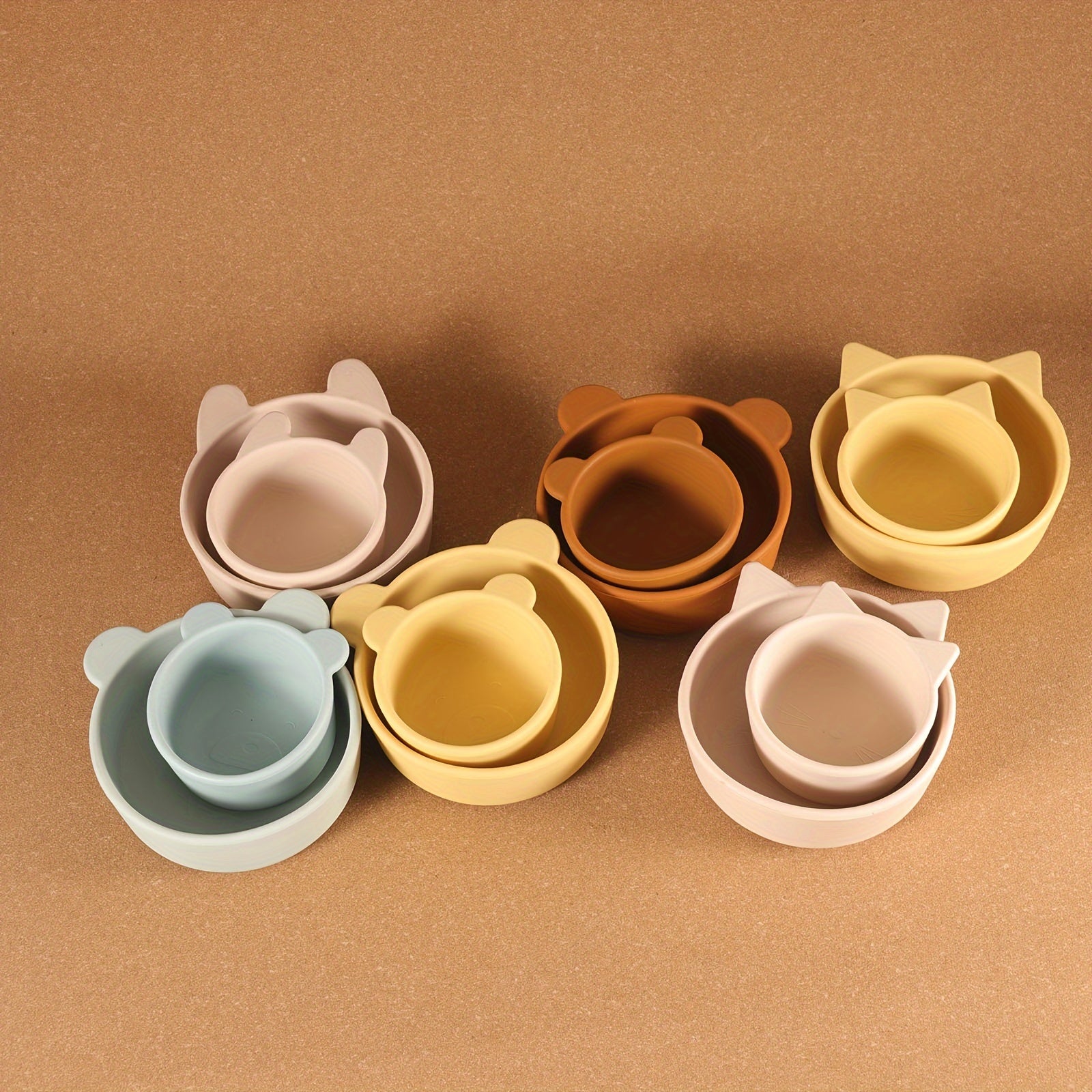 Kids Silicone Feeding Set with Bear-Shaped and Snack Bowls BPA-Free Food-Grade Safe