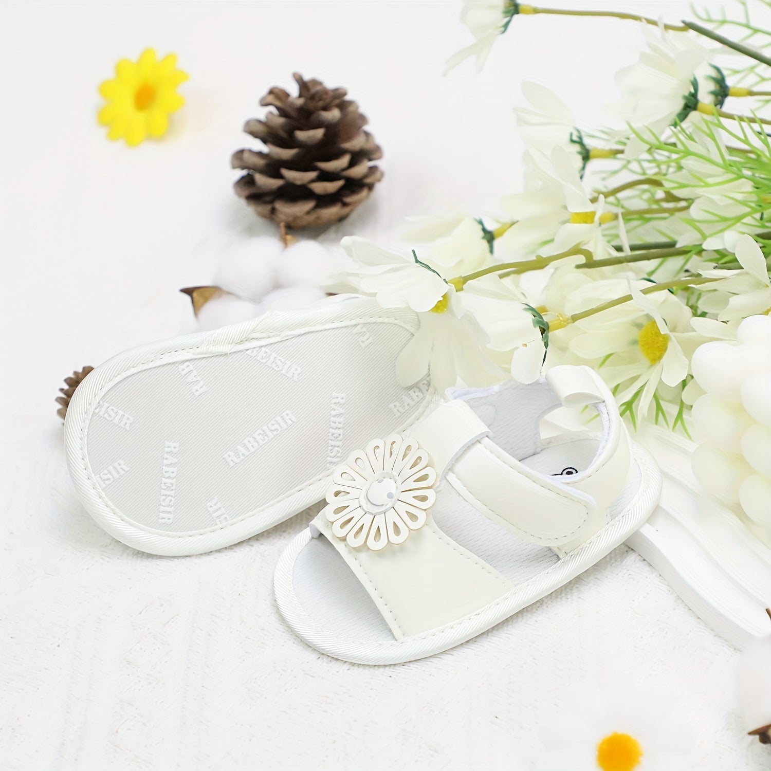 Baby Girls Summer Sandals Open Toe Daisy Face Non-Slip Sole Toddler Casual Vacation