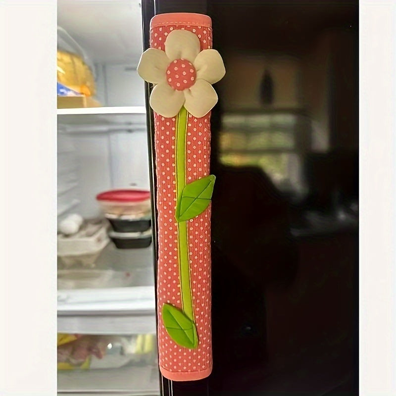 Set of Two Floral Soft Handle Covers for Refrigerator Freezer Oven and Car Gear Shift
