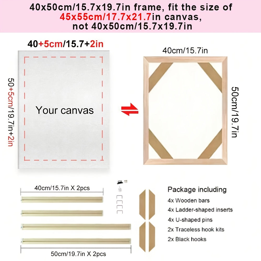 Wood Canvas Stretcher Frame Kit for Gallery Wrap Oil Paintings Wall Art