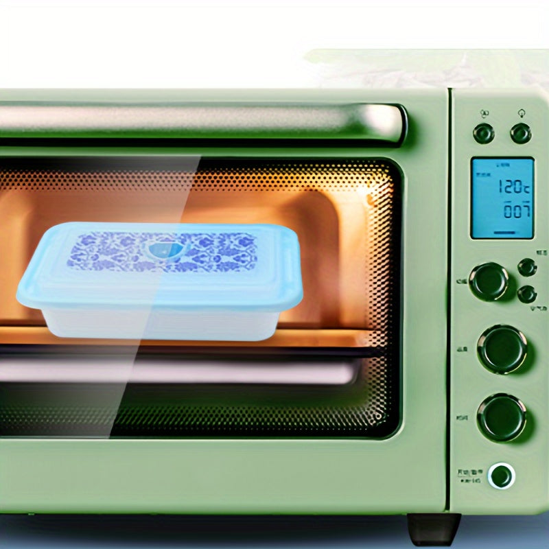 Frosted Blue and White Porcelain Style Square Food Storage Box 22 Sets 750ml