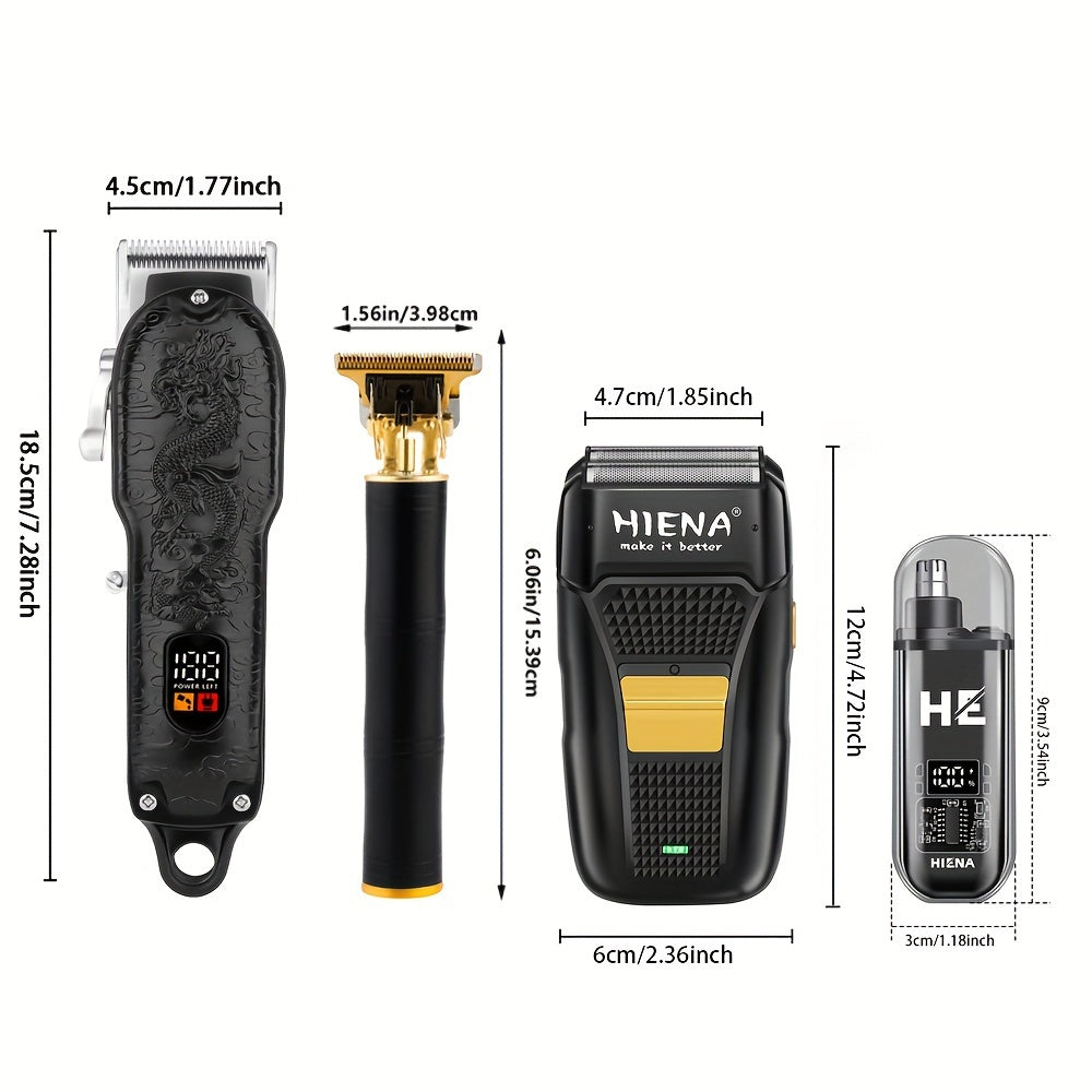 Набор ножниц для стрижки мужских волос, триммер для бороды, триммер для носа, бритва, барбер-кит