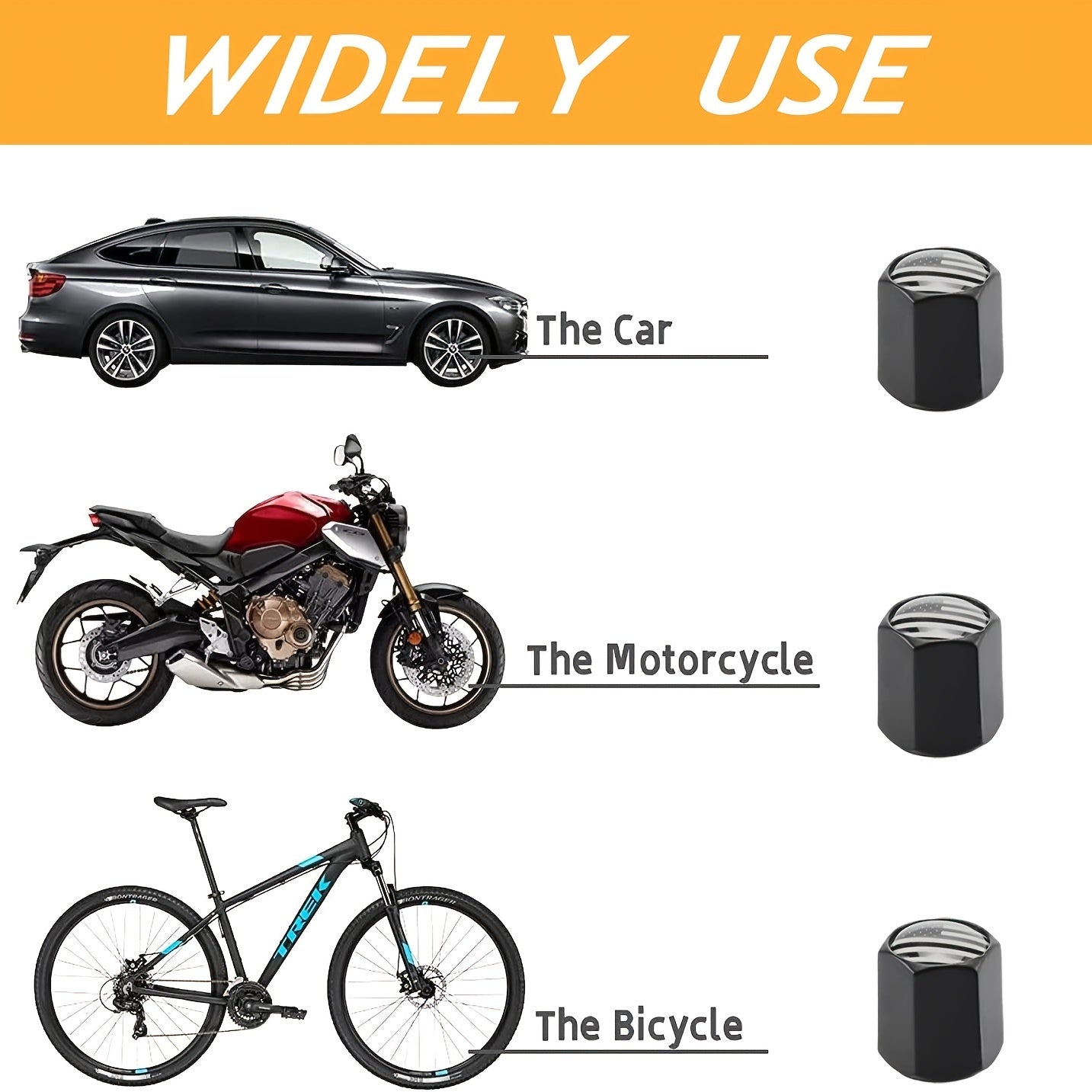 4 Pack American Flag Tire Valve Stem Caps Metal Anti-Rust for Cars Bikes Trucks