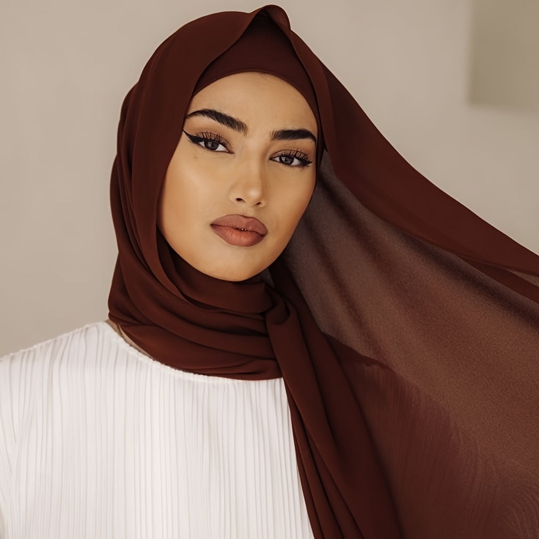 Set of 2 Solid Color Chiffon Hijabs with Matching Undercaps Lightweight Scarves for Women
