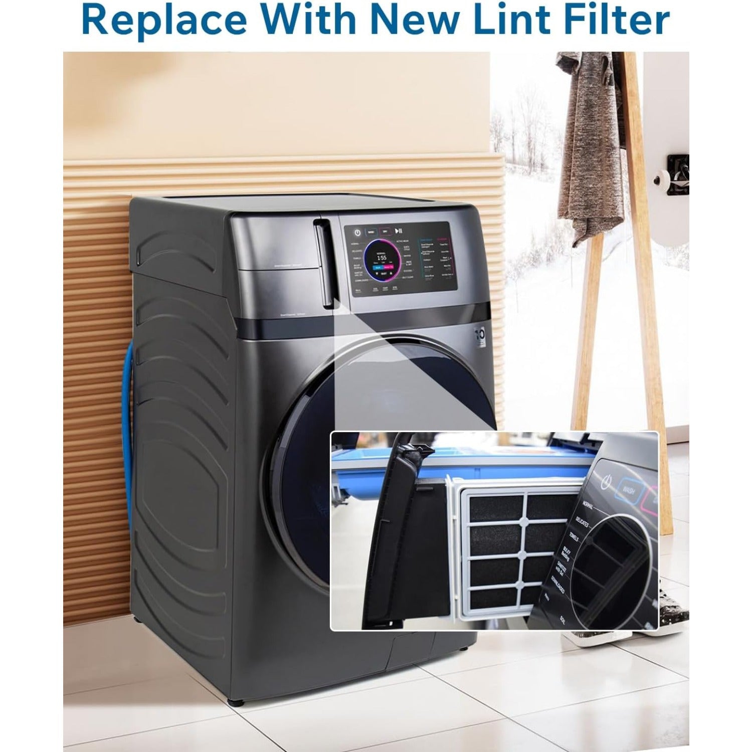 2Pack Lint Filter for Washer Dryer Combo Hand Washable Replacement