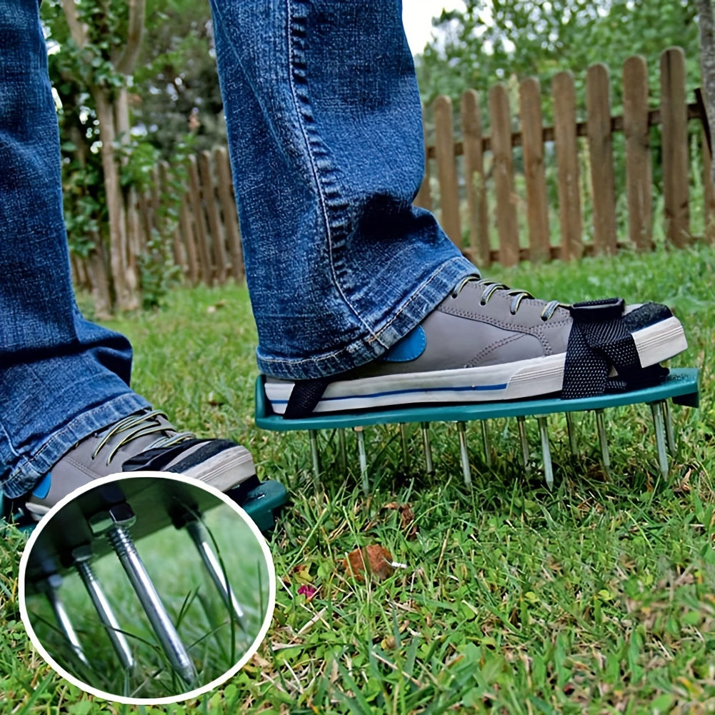 Garden Lawn Aerator Shoes with 5cm Spikes Plastic and Iron Soil Loosening and Nutrient Absorption