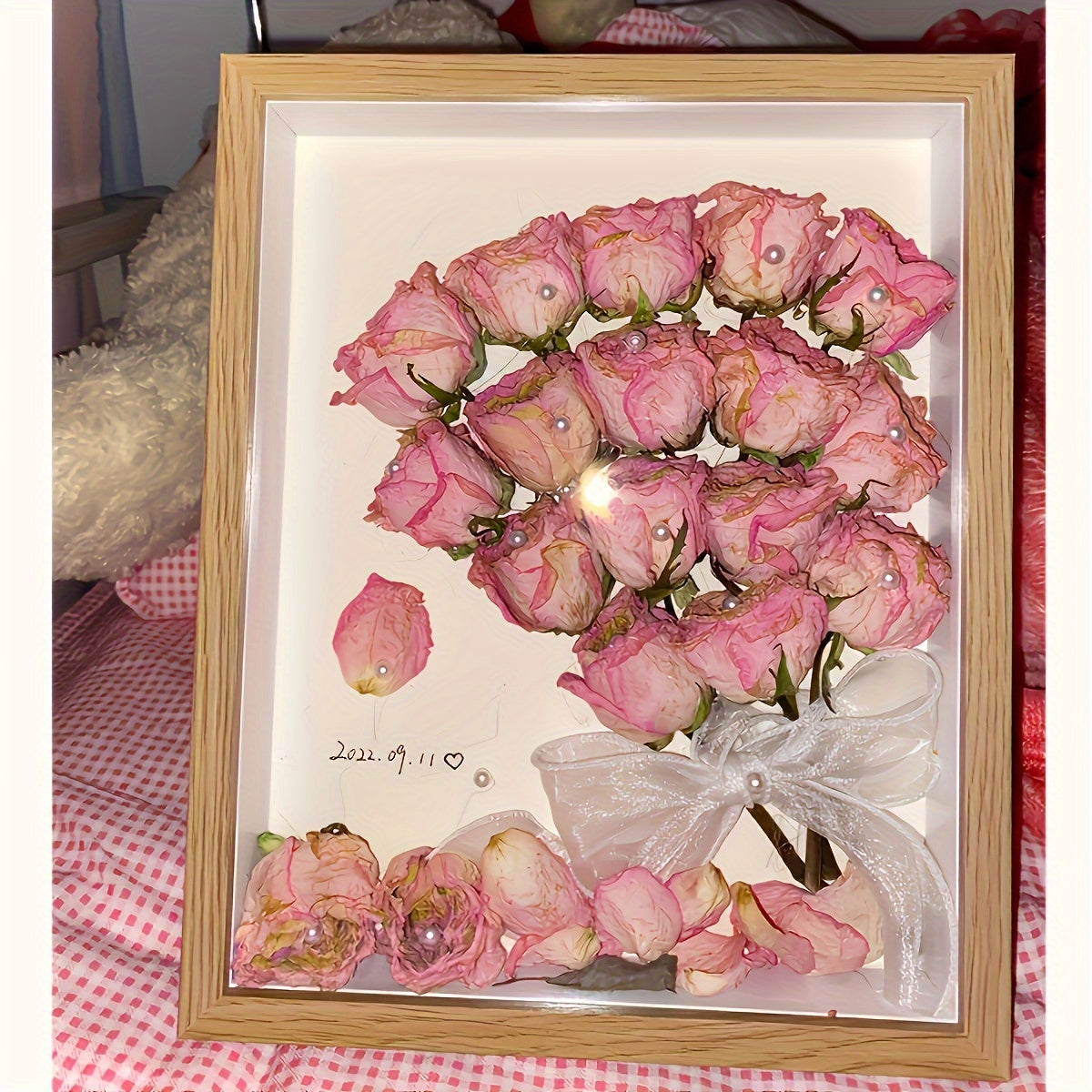 Wooden Display Frame for Dried Flowers and Keepsakes 3D Hollow Design