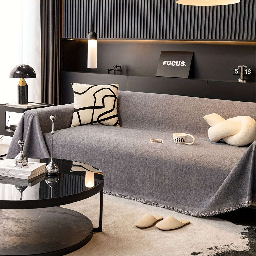 Tasselli suv o'tkazmaydigan divan qoplamasi, yuvilishi mumkin va bardoshli, yashash xonasi uy bezaklari uchun universal mebelni himoya qilish.