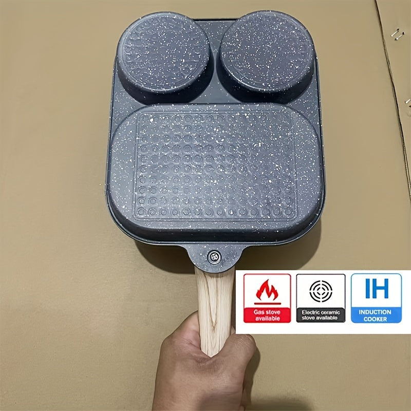 3-in-1 Non-stick nonushta qovurilgan pan, omletlar, pelmeni, bifshteks, oson tozalash, uy va ochiq havoda pishirish
