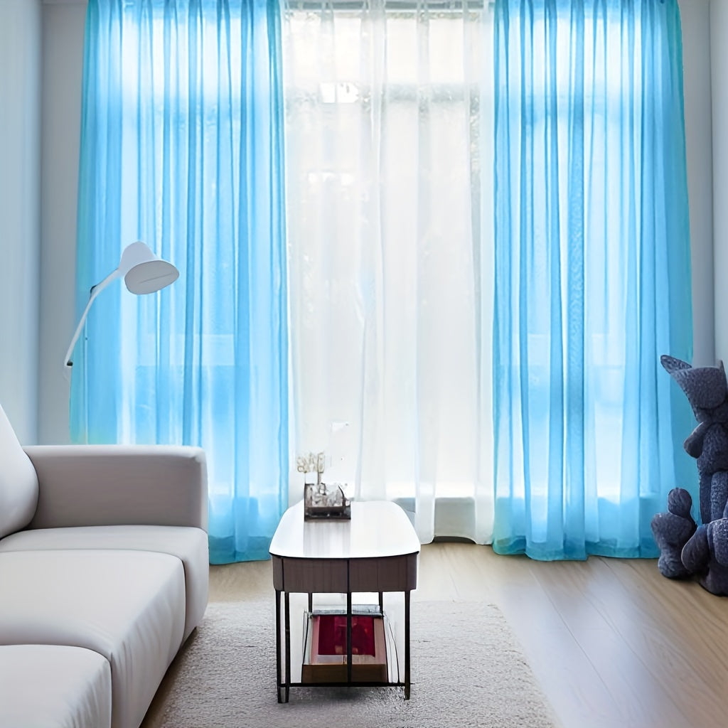 Contemporary Sheer Window Curtain for Bedroom, Gauze Panel, Cordless, Machine Washable