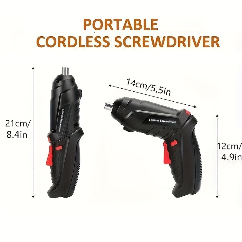 48-Piece Cordless Electric Screwdriver Set with LED Light Rechargeable Drill Kit for Home Projects