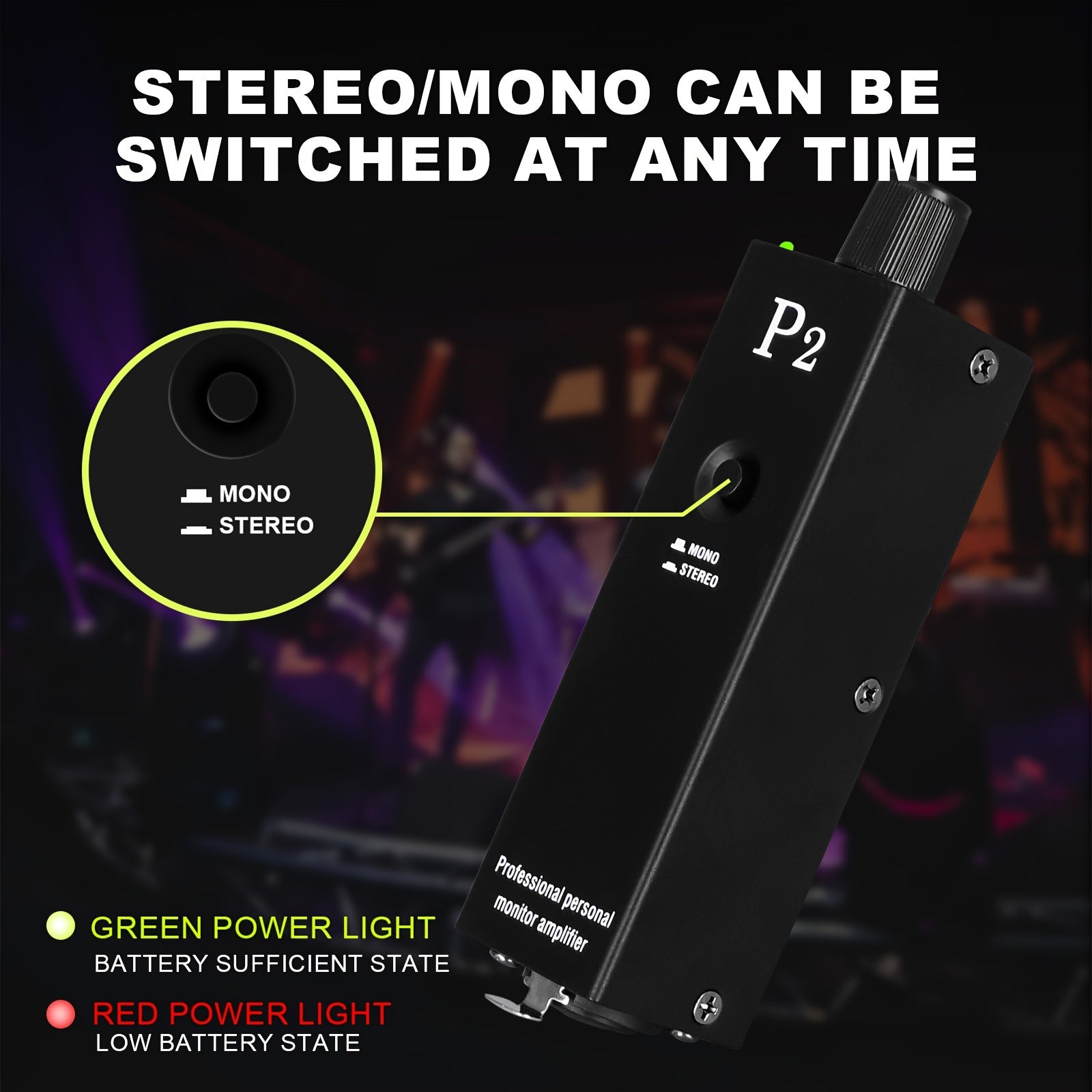 Portable Metal In-Ear Stereo Headphone Amplifier Black for Monitoring