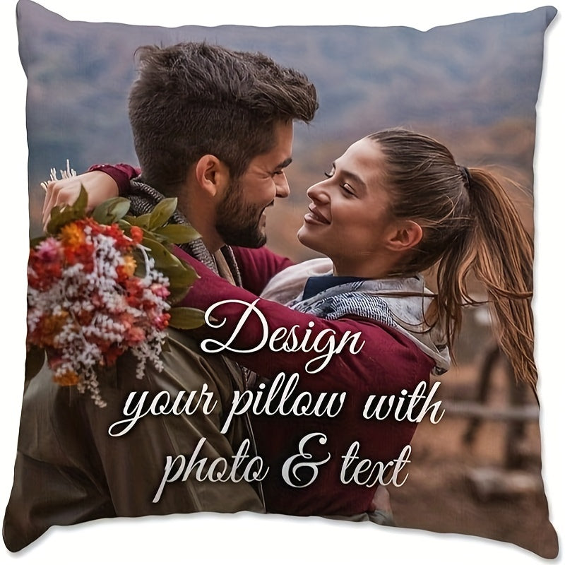 Personalized Decorative Pillow Cover with Custom Photo and Text for Sofa Bed Bedroom