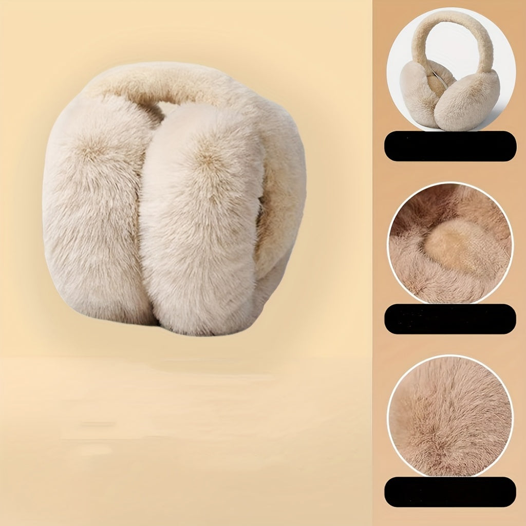 Velour Winter Earmuffs for Adults Soft Foldable Ear Warmers Cold Weather