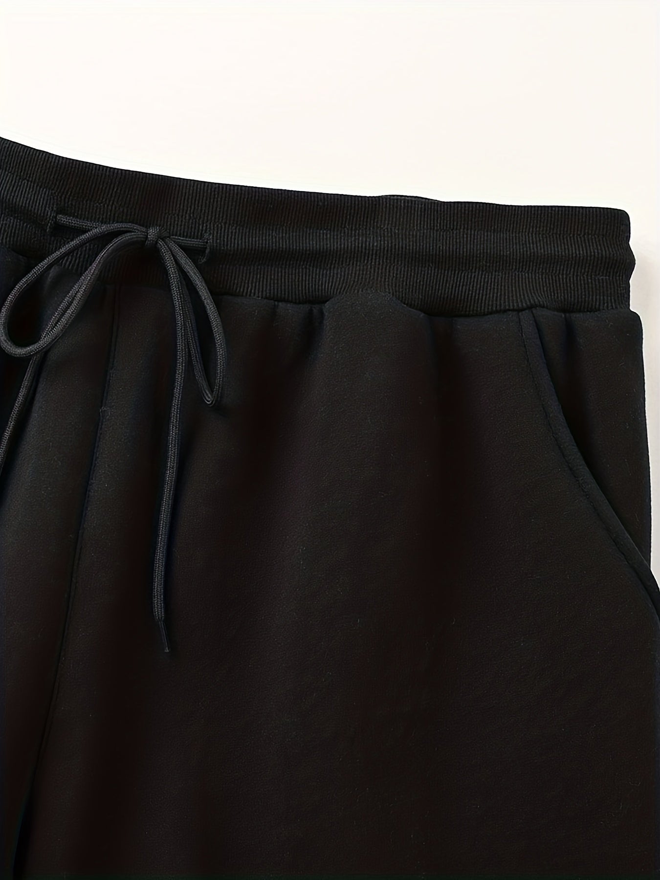 Erkaklar uchun kuz/qish fleytsli tasodifiy sport shimlari - Keng kesim, bir rangda, tortma bel, cho'ntaklar, KATTA O'LCHAM