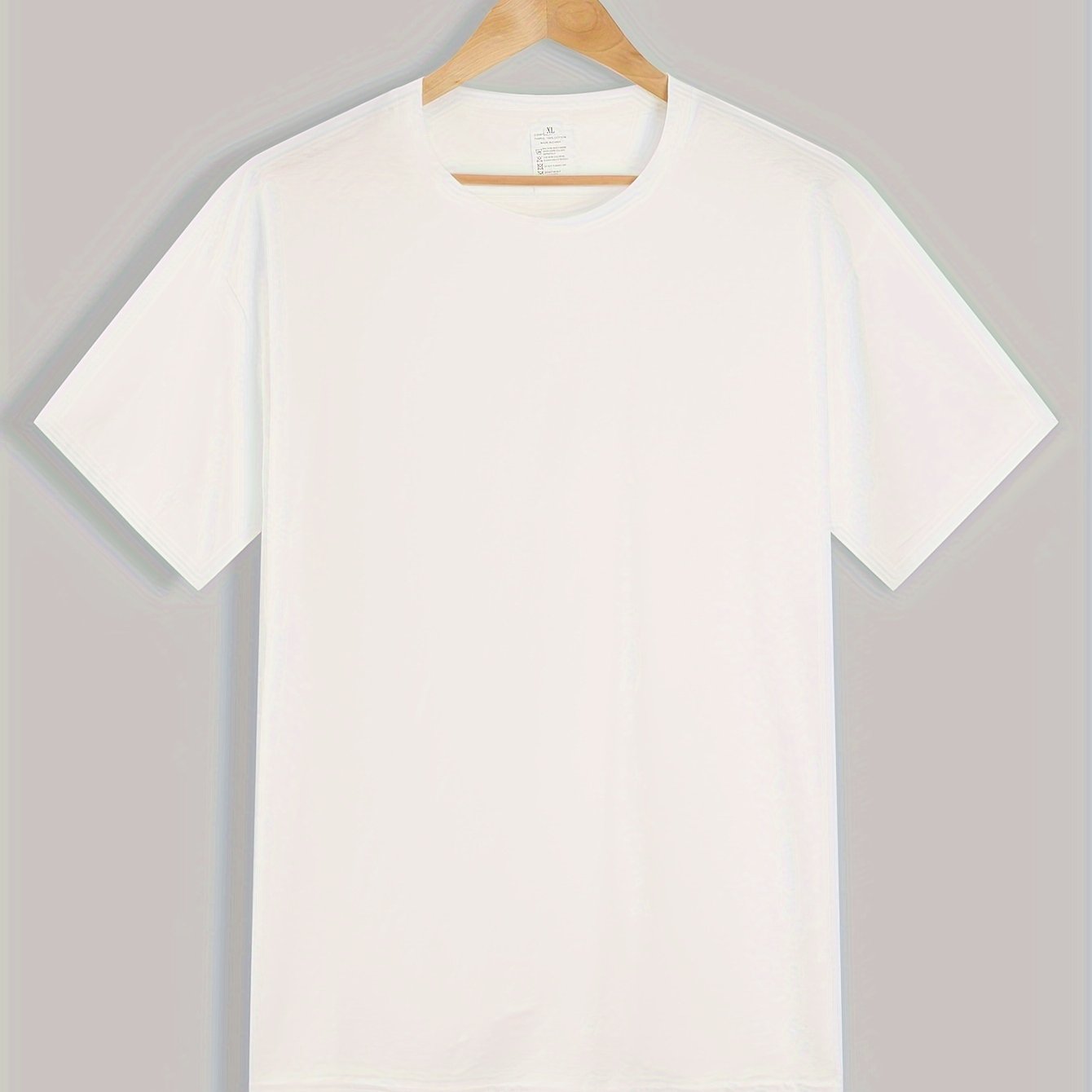 Men's Cotton Crew Neck T-Shirt Solid Color Summer Casual Knit Fabric Regular Fit