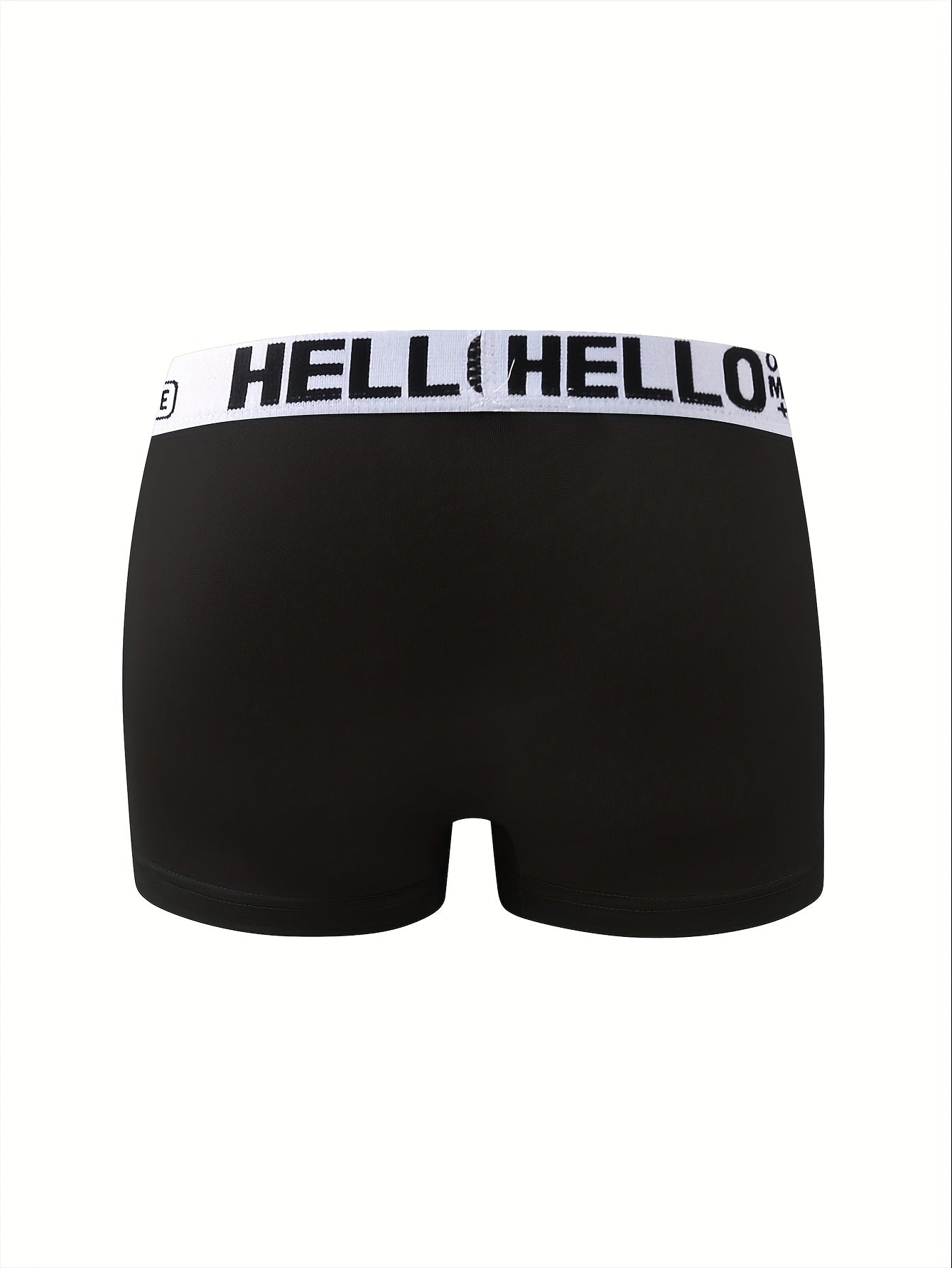 10 ta erkaklar uchun 'HELLO' boxer shortlari - turli ranglarda qulay polyester-spandeks aralashmasidan tayyorlangan, nafas oladigan, tez quriydigan sport trunks.