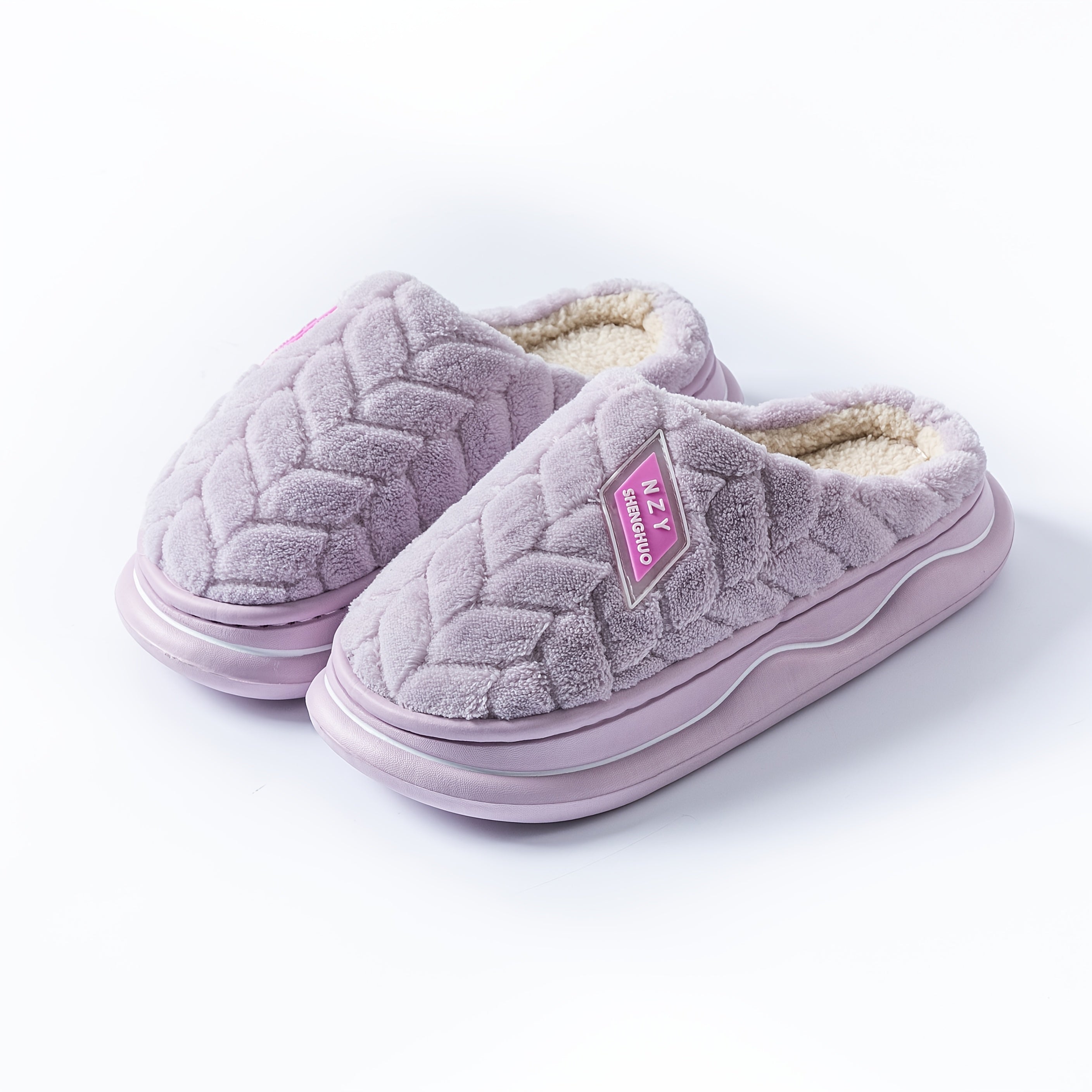 Women's Plush Slippers Warm Anti-slip Indoor Footwear for Autumn and Winter