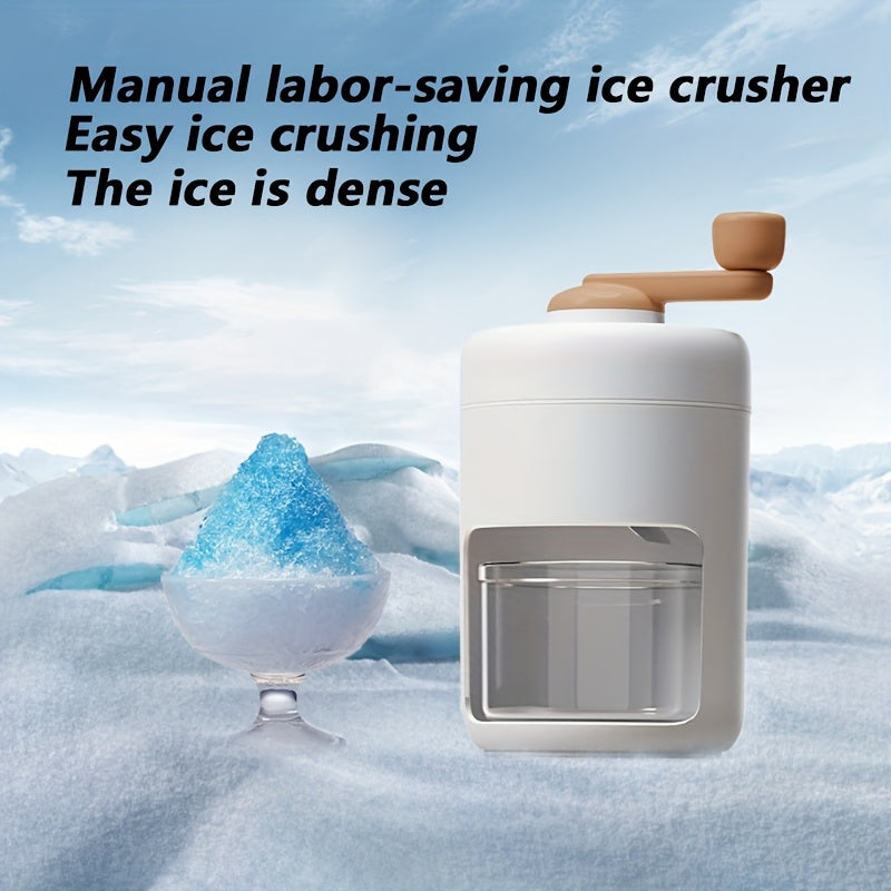 Manual hand-cranked ice shaver and smoothie maker for fruit milkshakes seafood easy to use ergonomic handle no electricity required for home restaurant